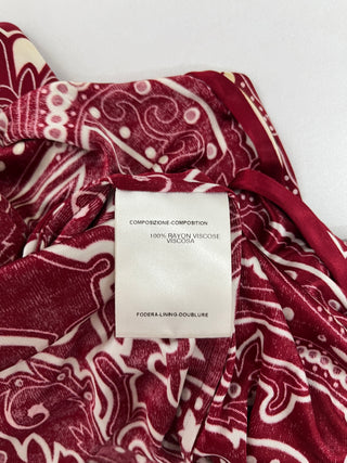 Burgundy Paisley Print Bell Sleeve Blouse