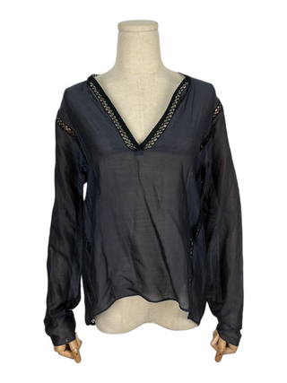 Black Sheer Cotton Blouse