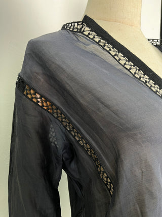 Black Sheer Cotton Blouse