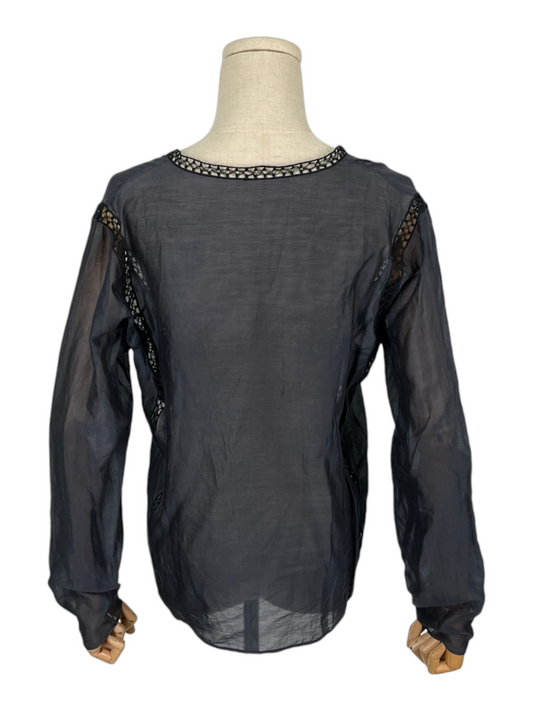 Black Sheer Cotton Blouse