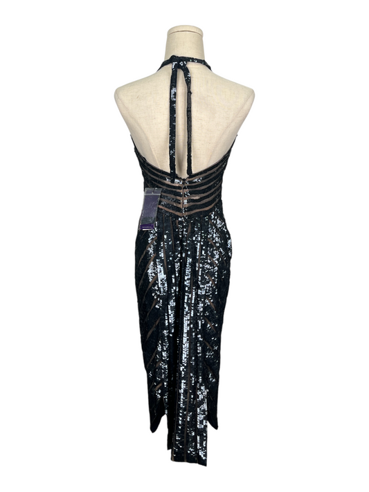 Black Beaded Low Back Dress