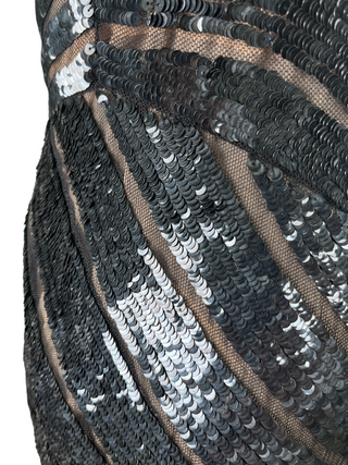 Black Beaded Low Back Dress