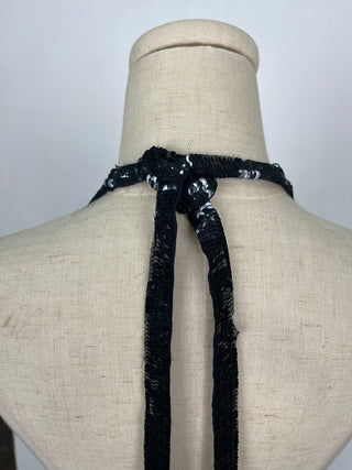 Black Beaded Low Back Dress