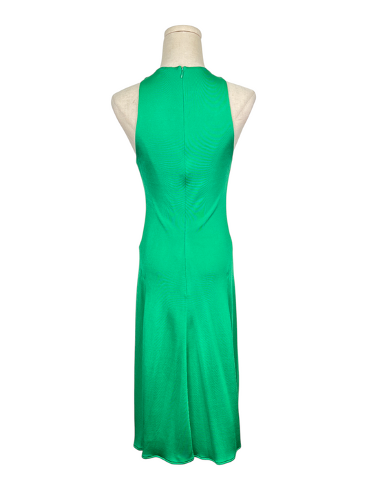 Green Sleeveless Slim Dress With Flare Bottom&nbsp;