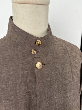 Brown Round Collar Wool Shirt Jacket