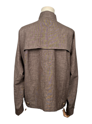 Brown Round Collar Wool Shirt Jacket