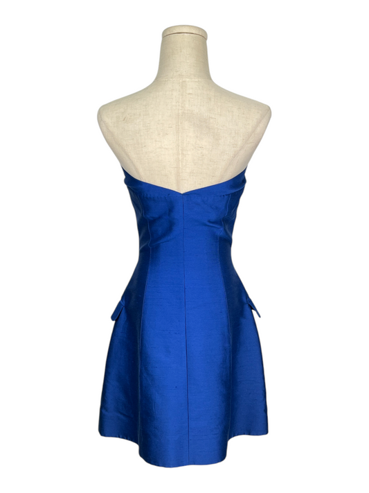 Shiny Blue Strapless Dress