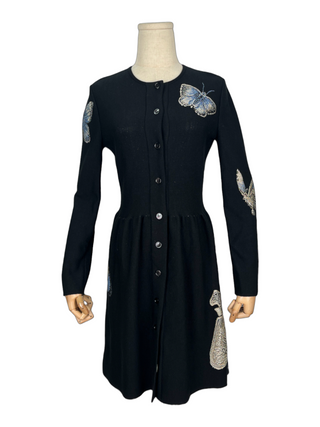 Black Long Sleeves Dress With Embroidery