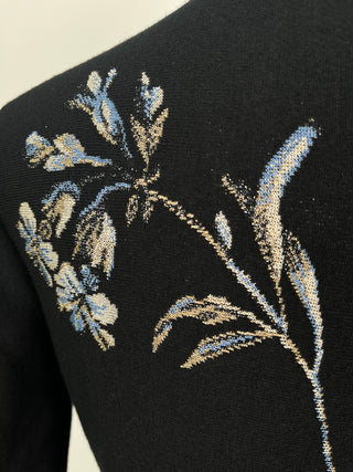 Black Long Sleeves Dress With Embroidery