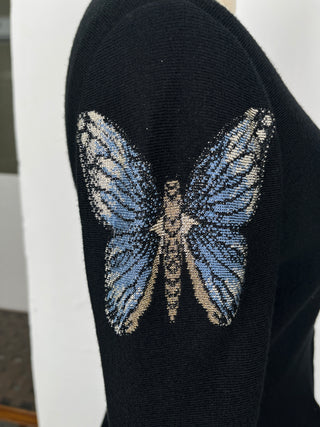 Black Long Sleeves Dress With Embroidery