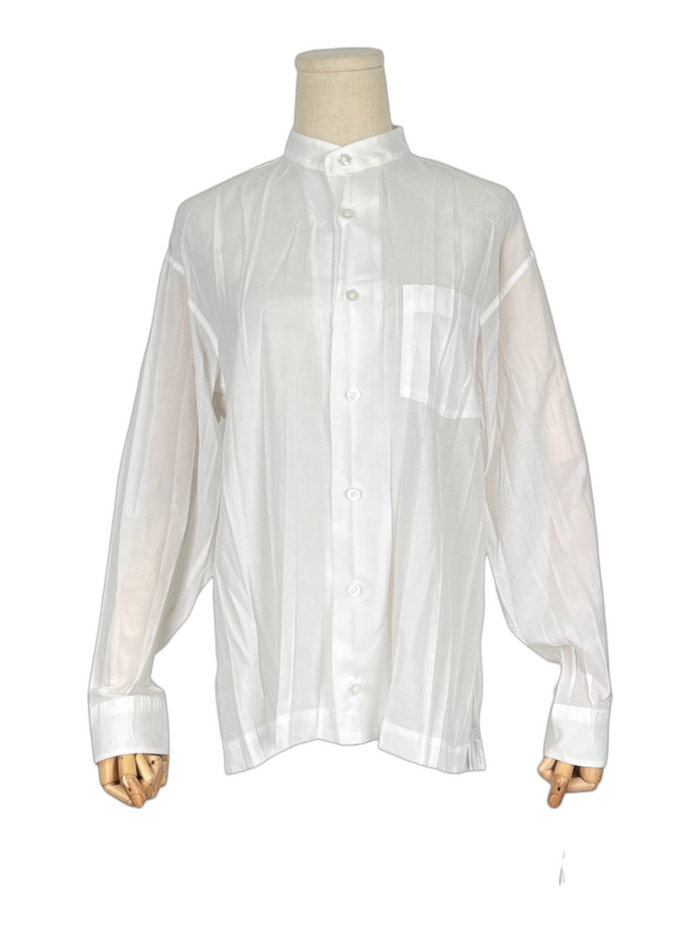 White Stand Collar Long Sleeve Shirt
