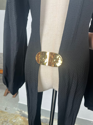 Black Wrapped Top With Gold Buckle