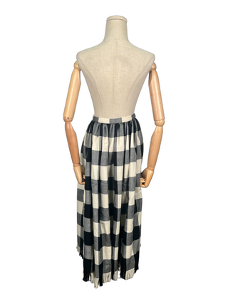Black Checkered Wool Skirt