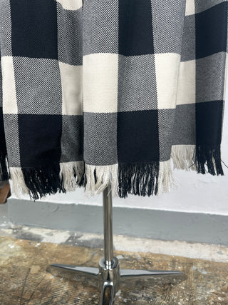 Black Checkered Wool Skirt