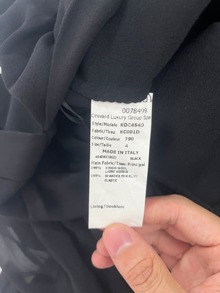 Black V-Neck Dress With Sheer Top