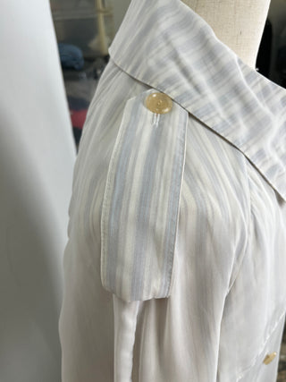 White And Light Blue Striped Light Trench Coat