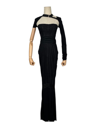 Black Gown with Intricate Line Details