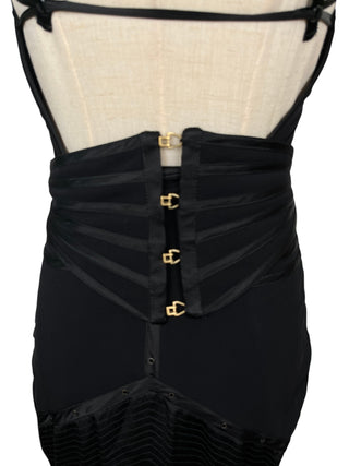 Black Gown with Intricate Line Details