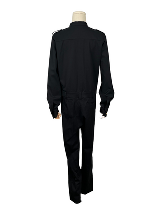Black Jumpsuit with Gold Locks on Waist