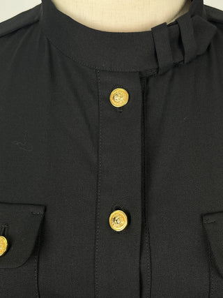 Black Jumpsuit with Gold Locks on Waist