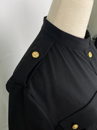 Black Jumpsuit with Gold Locks on Waist