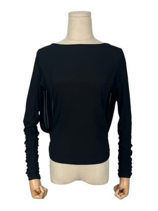 Black Backless Long Sleeve Top