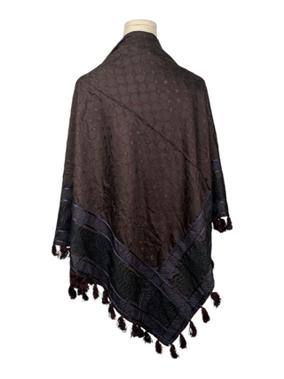 Brown Pattern Shawl With Tassel Ends
