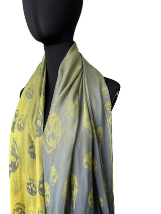 Yellow And Blue Scarf With Skull Patterns
