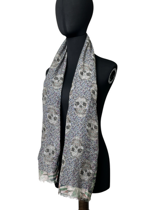Multicolour Rectangular Scarf With Skull Pattern