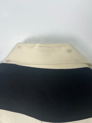 Beige Virgin Wool Colorblock Pattern Western Shirt