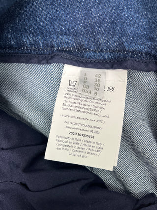 Blue High Waist Baggy Jeans With Silver Embellishment On Waist And Front