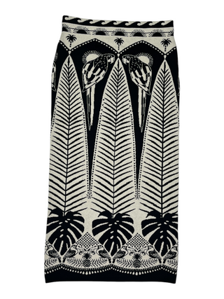 Black And White Overall Print Ankle Length Skirt