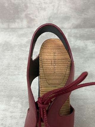 Rusty Burgundy Lace Up Wooden Platform