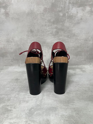 Rusty Burgundy Lace Up Wooden Platform