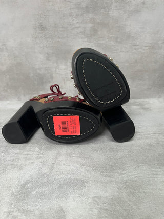 Rusty Burgundy Lace Up Wooden Platform