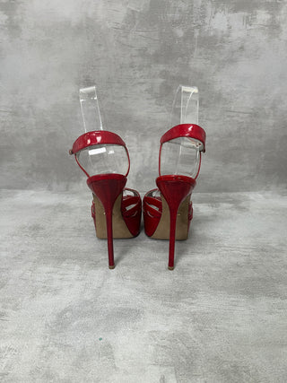 Wine Red Peep-Toes Platform Heels