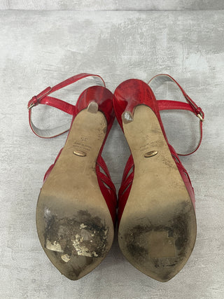 Wine Red Peep-Toes Platform Heels