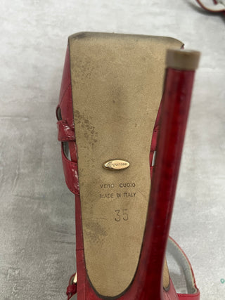 Wine Red Peep-Toes Platform Heels