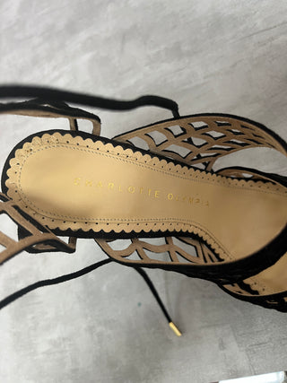 Black Suede Spider-Web Platform Heels