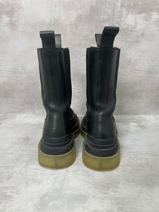 Black Tire Chelsea Leather Boots