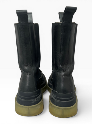 Black Tire Chelsea Leather Boots