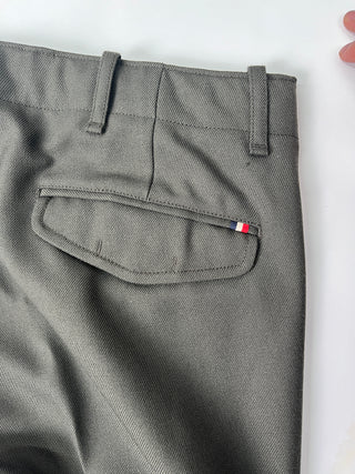 Olive Green Wool Pants With & Cargo Pockets