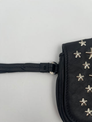 Black Star-Studded Leather Pouch