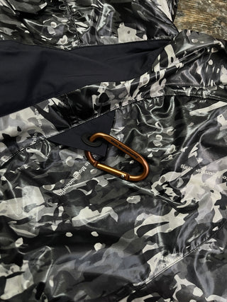 Black And White Camo Print Zip Up Jacket