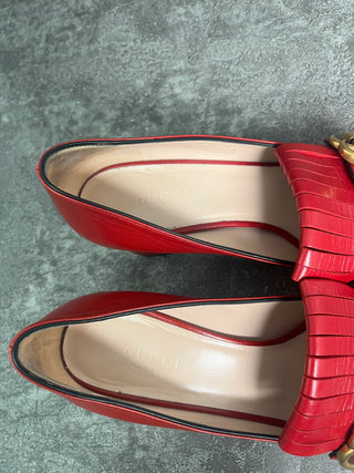 Red Marmont Fringe Mid-Heel Pumps