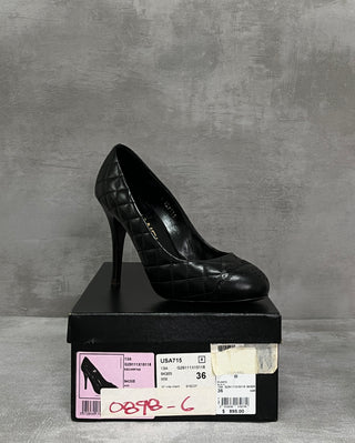 Black Classic Quilted Leather Pumps