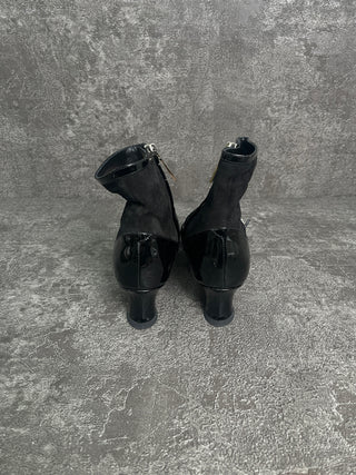 Black Suede Ankle Boots With Cyrstal Embellished