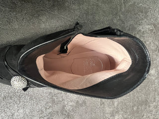 Black Suede Ankle Boots With Cyrstal Embellished