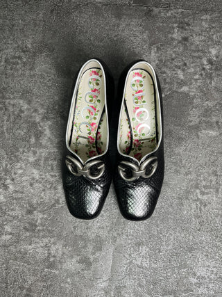 Black GG Biba Snakeskin Pumps