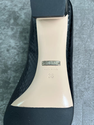 Black GG Biba Snakeskin Pumps